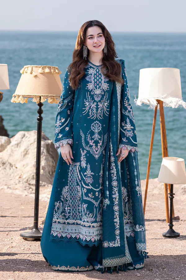 QalamkarSahilKinare_49_6fb900e0-61fc-47b9-9baf-ebea170d217e.webp Zara Shahjahan - 3pcs Chicken Kari Lawn Emb With Organza Emb Dupatta - 5003 - Image 1