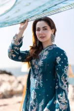 Zara Shahjahan - 3pcs Chicken Kari Lawn Emb With Organza Emb Dupatta - 5003 - Image 4
