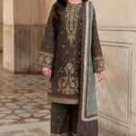 Jazmin - 3pcs Lawn Embroidered With Diamond Printed Dupatta - 796