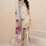 Iznik - 3pcs Lawn Printed With Ready To Wear Chiffon Dupatta - Skin