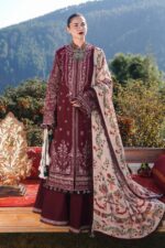 Hussain Rehar - 3pcs Lawn Embroidered With Chiffon Printed Dupatta - 205
