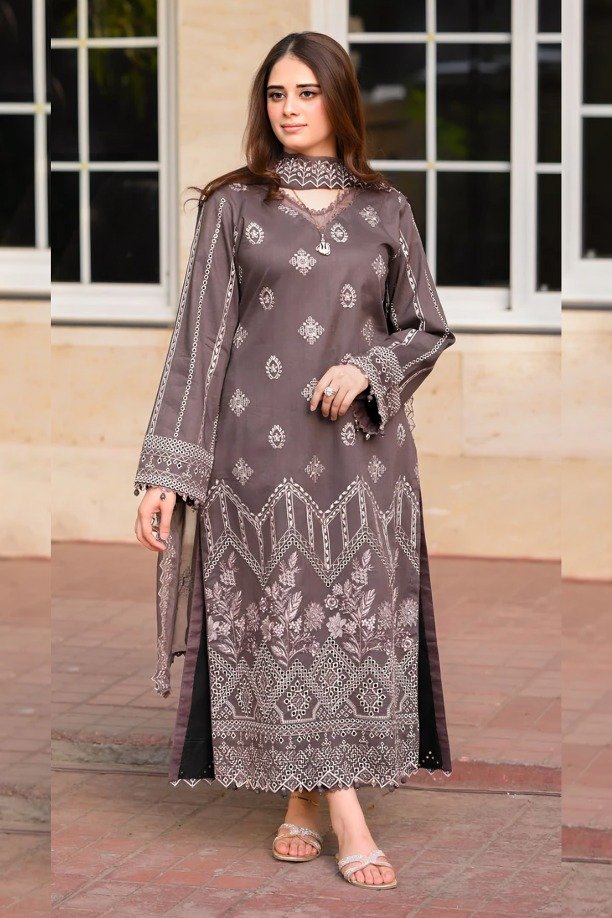 Untitled-design-12-42.jpg Libas - 3pcs Lawn Embroidered With Chiffon Emb Dupatta - 3105 - Image 1