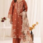 Mohagni - 3pcs Lawn Embroidered With Chiffon Printed Dupatta - 802