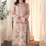 Jade - 3pcs Lawn Embroidered With Indian Chiffon Dupatta - 909