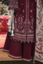 Hussain Rehar - 3pcs Lawn Embroidered With Chiffon Printed Dupatta - 205 - Image 4