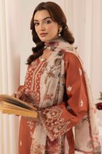 Mohagni - 3pcs Lawn Embroidered With Chiffon Printed Dupatta - 802 - Image 5