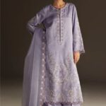 Zara shahjahan - 3pcs Lawn Embroidered With Chiffon Emb Dupatta - 3277