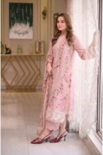 Aneela's - 3pcs Luxury Emb With Ready To Wear Khaadi Net Dupatta - 394 - Image 5