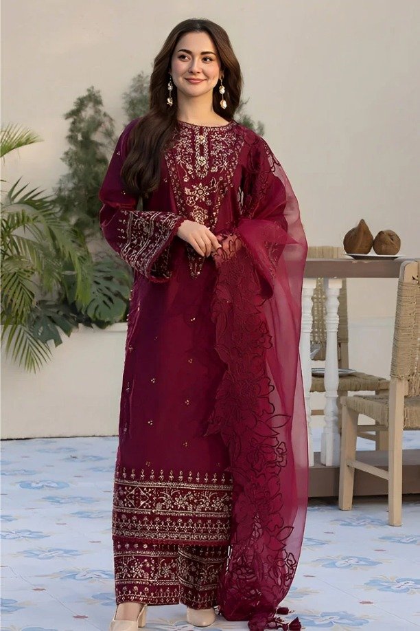 Untitled-design-4-13.jpg Qalamkar 3pcs Lawn Emb With Ready To Wear Cut Work Dupatta - 772 - Image 1