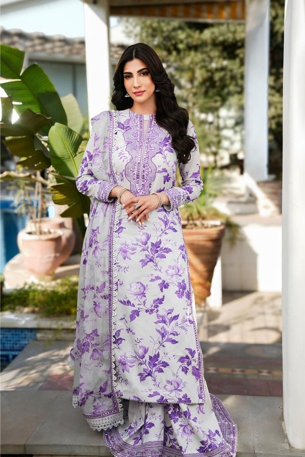 Untitled-design-4-18.jpg Aneela's - 3pcs Lawn Printed With Ready To Wear Chiffon Dupatta - YY-2501 - Image 1