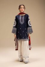 Jazmin - 3pcs Lawn Embroidered With Diamond Printed Dupatta - Blue