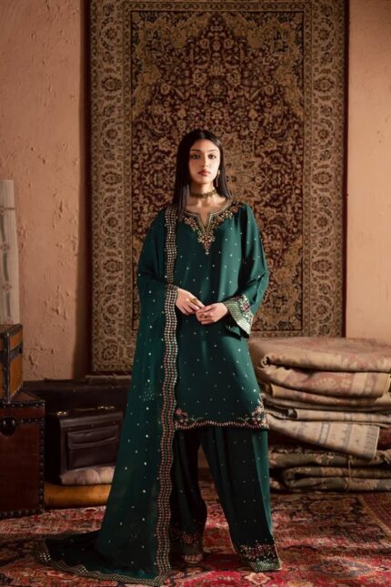 Batik - 3pcs Lawn Embroidered With Chiffon Emb Dupatta - 3340