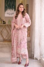 Aneela's - 3pcs Luxury Emb With Ready To Wear Khaadi Net Dupatta - 394 - Image 2