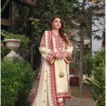 Aneela's - 3pcs Lawn Emb With Ready To Wear Chiffon Dupatta - 824