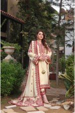 Aneela's - 3pcs Lawn Emb With Ready To Wear Chiffon Dupatta - 824