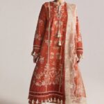 Hussain Rehar 3pcs Lawn Emb With Printed Chiffon Dupatta - 788