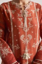 Hussain Rehar 3pcs Lawn Emb With Printed Chiffon Dupatta - 788 - Image 4