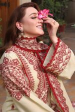 Aneela's - 3pcs Lawn Emb With Ready To Wear Chiffon Dupatta - 824 - Image 3