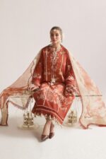 Hussain Rehar 3pcs Lawn Emb With Printed Chiffon Dupatta - 788 - Image 5