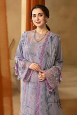 Saira Rizwan - 3pcs Chicken Kari Lawn With Indian Chiffon Dupatta - GRY01 - Image 2