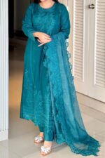 Urge - 3pcs Lawn Embroidered With Ready To Wear Khaadi Net Dupatta - 759 - Image 2
