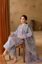 Saira Rizwan - 3pcs Chicken Kari Lawn With Indian Chiffon Dupatta - GRY01 - Image 4