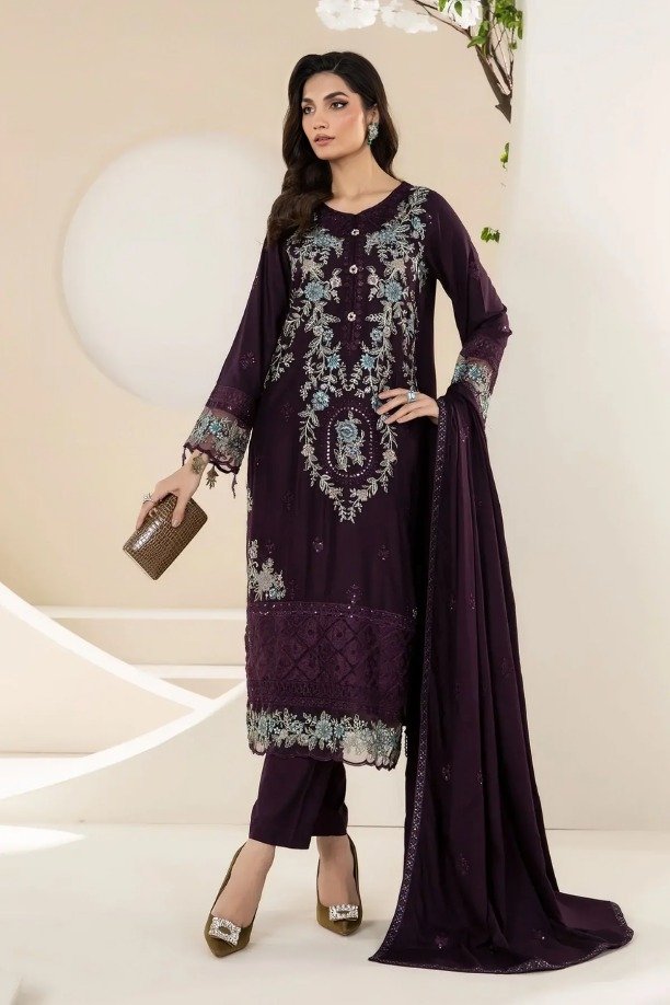 httpsdivinjaipur.comproductsdastaan-e-neelum-a-royal-chronicle-woven-in-midnight-and-gold-suit-41-2.jpg Maria B 3pcs Lawn Embroidered With Chiffon Emb Dupatta - 7315 - Image 1