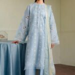 Zara SJ - 3pcs Law Embroidered With Diamond Printed Dupatta - 0525