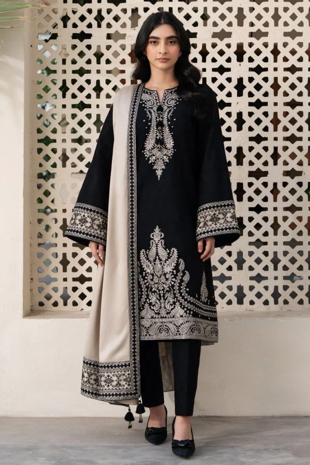 httpsdivinjaipur.comproductsdastaan-e-neelum-a-royal-chronicle-woven-in-midnight-and-gold-suit-41-32.jpg Jazmin - 3pcs Lawn Emb With Ready To Wear Chiffon Emb Dupatta - Black - Image 1