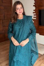 Urge - 3pcs Lawn Embroidered With Ready To Wear Khaadi Net Dupatta - 759 - Image 7