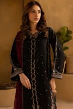 Batik - 3pcs Lawn Embroidered With Chiffon Emb Dupatta - 3349 - Image 4