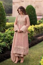 Azure 3pcs Lawn Embroidered With Chiffon Emb Dupatta - 3175