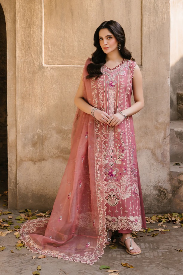 httpsdivinjaipur.comproductsdastaan-e-neelum-a-royal-chronicle-woven-in-midnight-and-gold-suit-45-30.jpg Fiona - 3pcs Chicken Kari Emb Lawn With Khaadi Net Emb Dupatta - 818 - Image 1