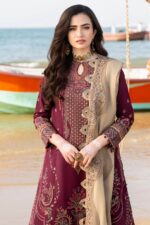 Jazmin - 3pcs Lawn  Embroidered With Diamond Printed Dupatta - 4167 - Image 4