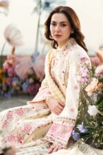 Qalamkar - 3pcs Luxury Lawn Emb With Khaadi Net Emb Dupatta - 961 - Image 6